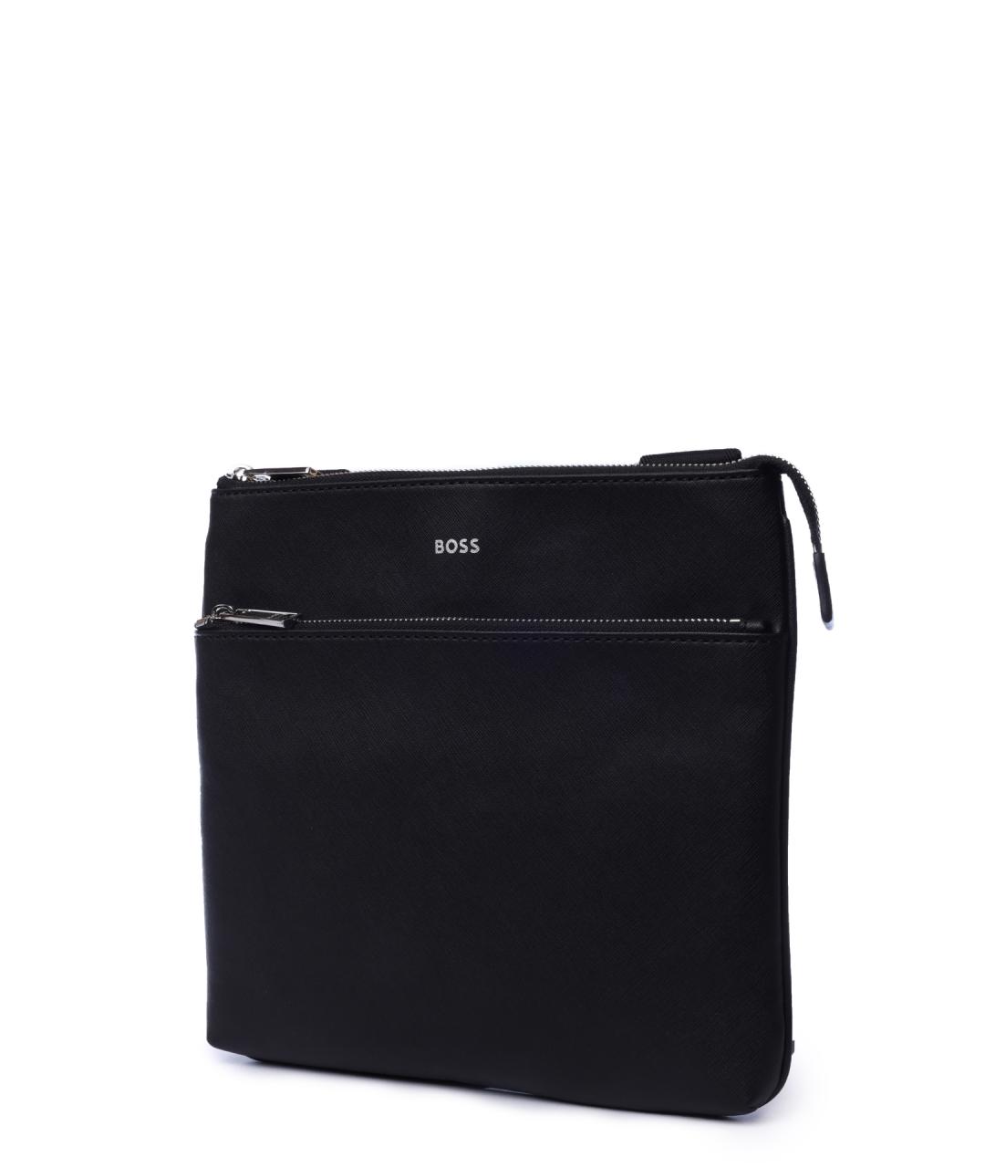 HUGO BOSS Черная кожаная сумка на плечо, фото 2