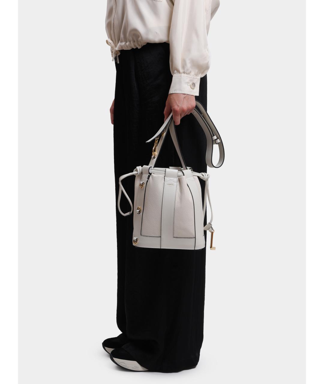 LANCEL Белая кожаная сумка через плечо, фото 3