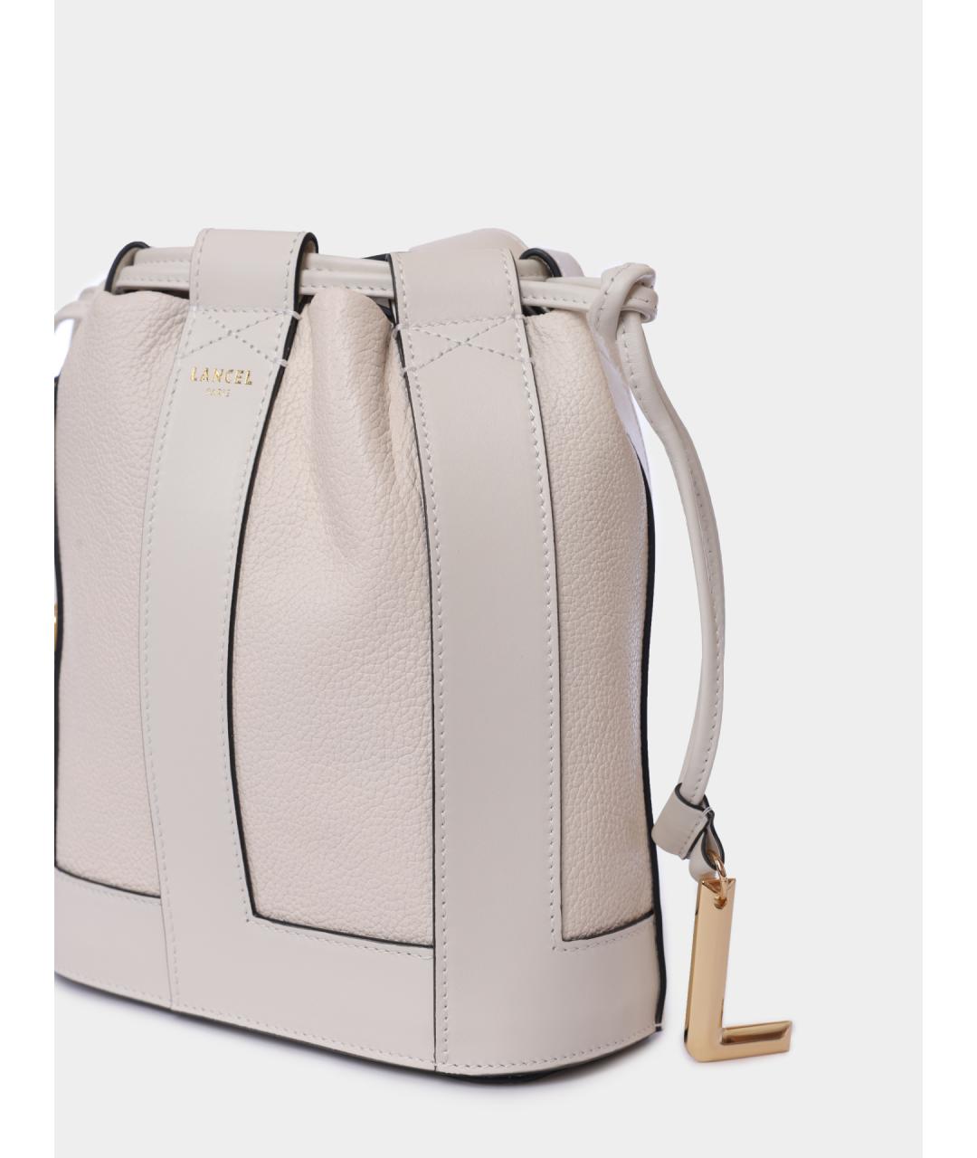 LANCEL Белая кожаная сумка через плечо, фото 5