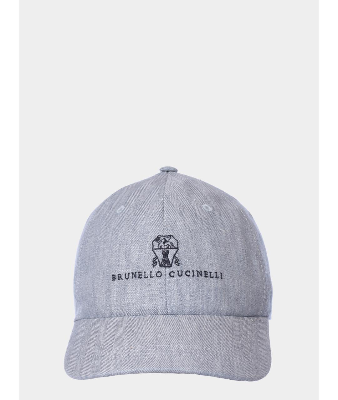 BRUNELLO CUCINELLI Голубая льняная кепка/бейсболка, фото 3