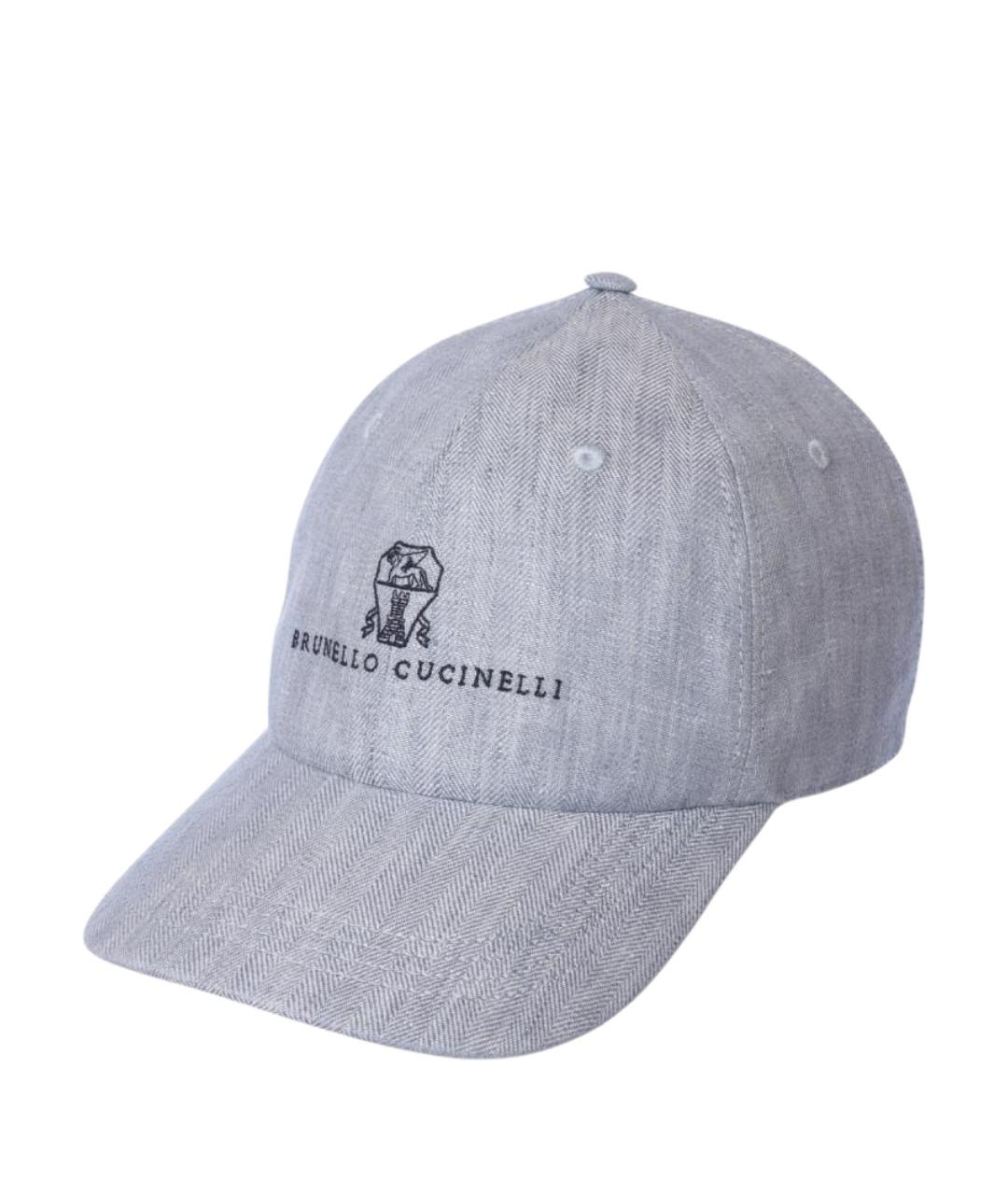 BRUNELLO CUCINELLI Голубая льняная кепка/бейсболка, фото 1