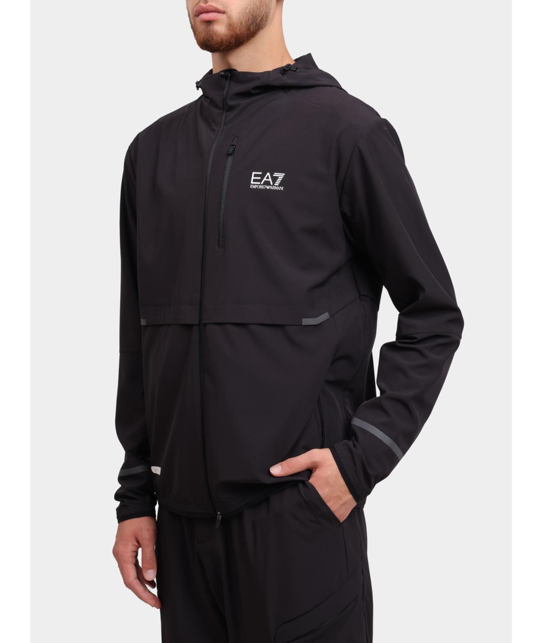 EA7 Черная полиамидовая куртка, фото 3