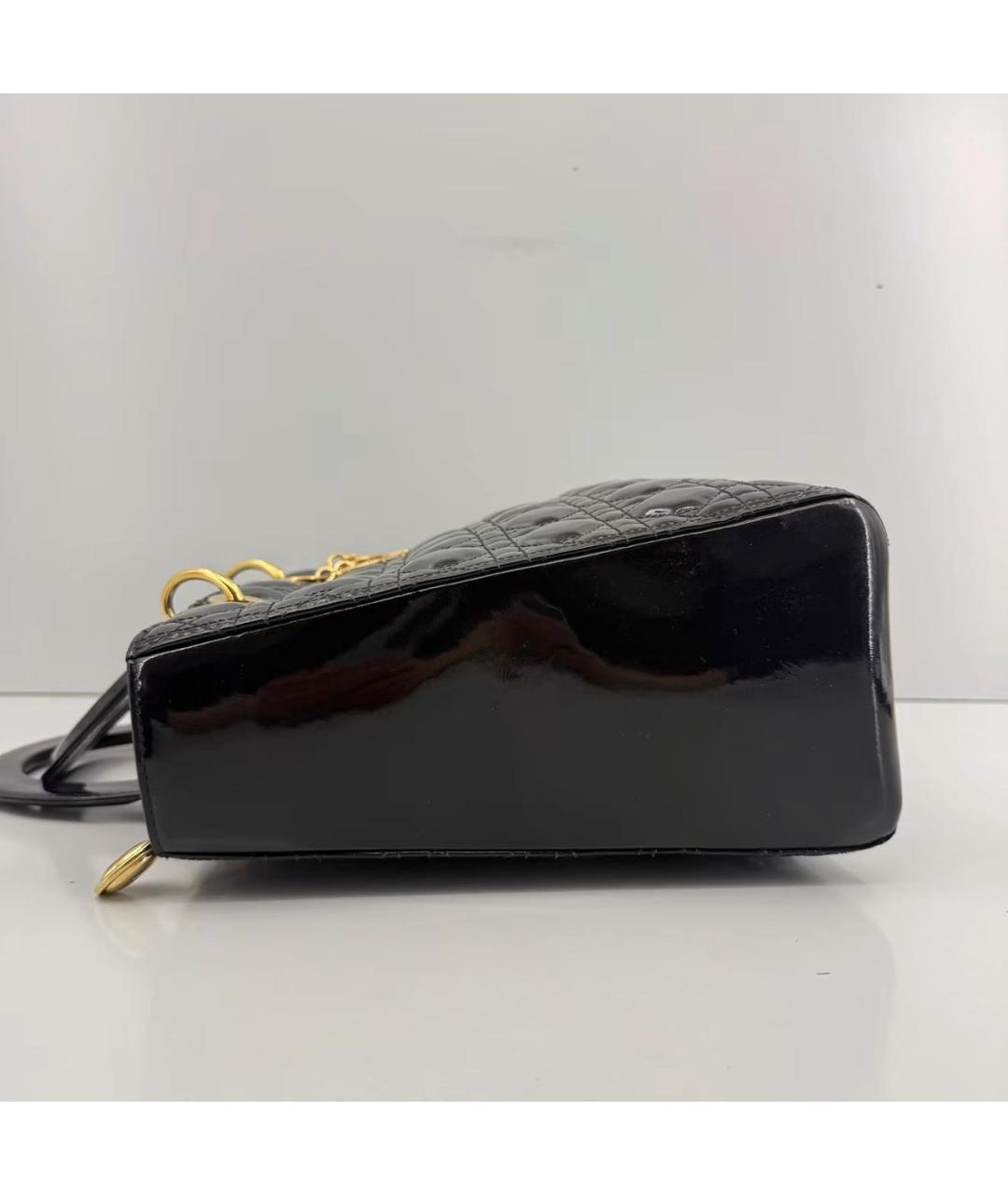 CHRISTIAN DIOR Черная сумка с короткими ручками из лакированной кожи, фото 6