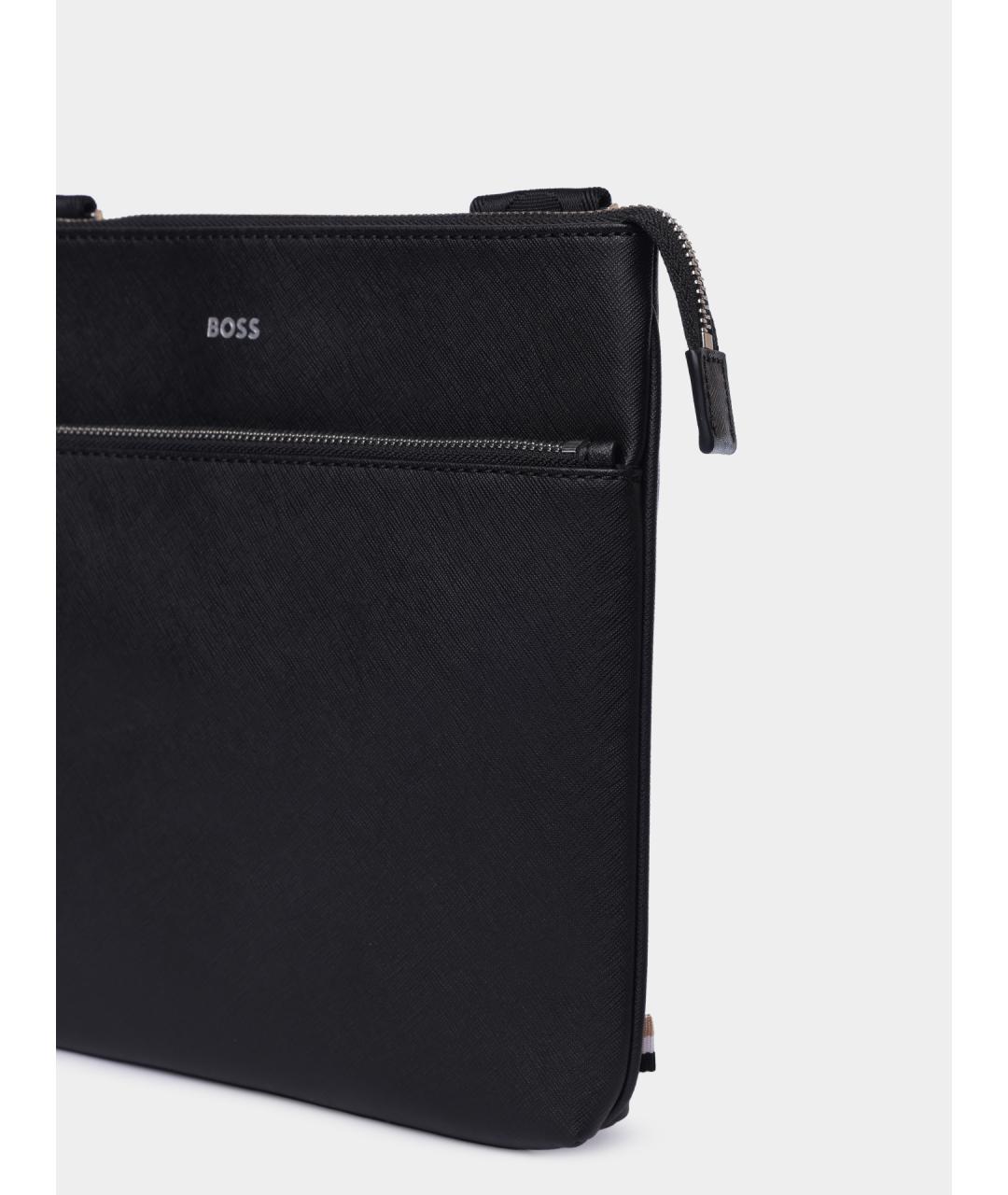 HUGO BOSS Черная кожаная сумка на плечо, фото 3