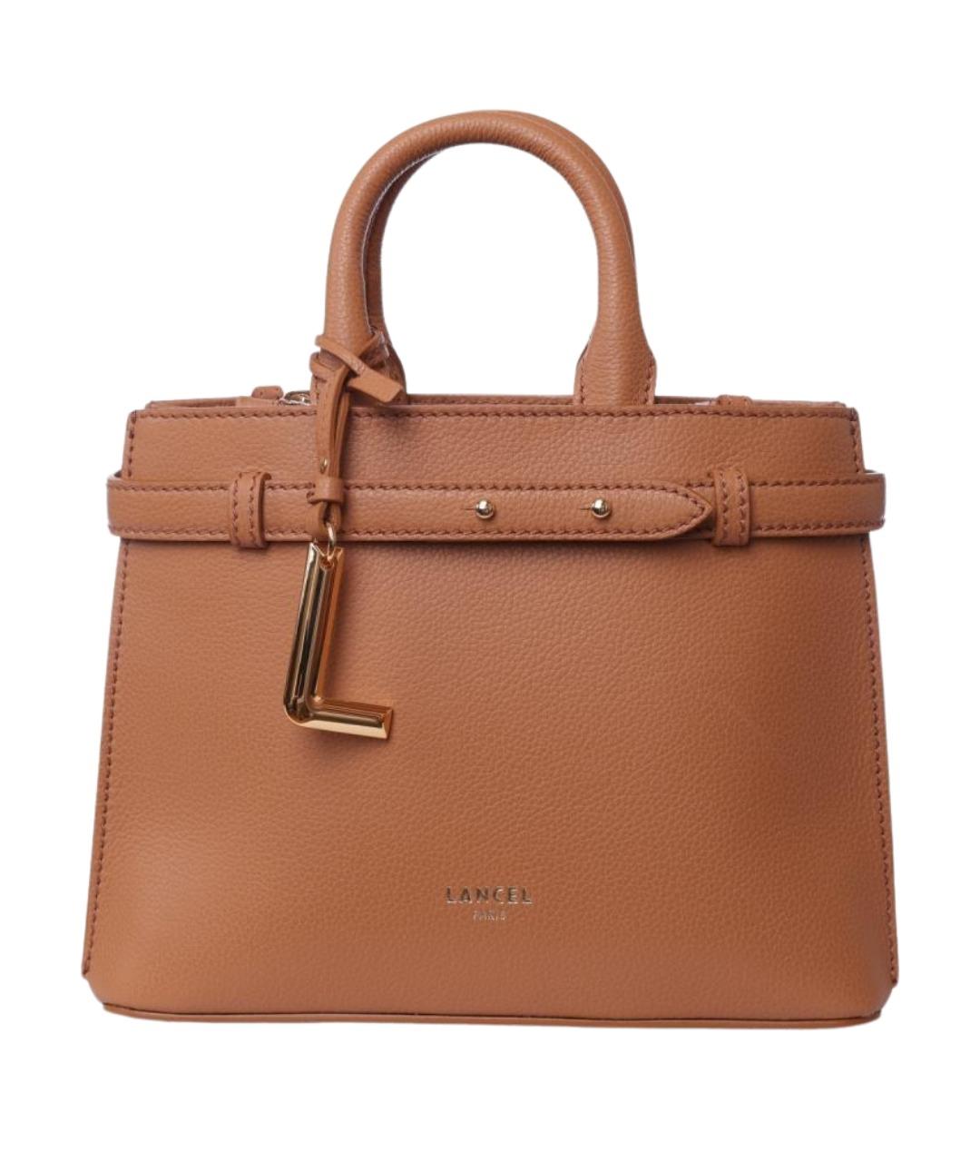 LANCEL Коричневая кожаная сумка с короткими ручками, фото 1