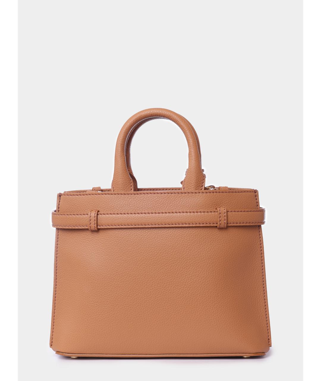 LANCEL Коричневая кожаная сумка с короткими ручками, фото 4