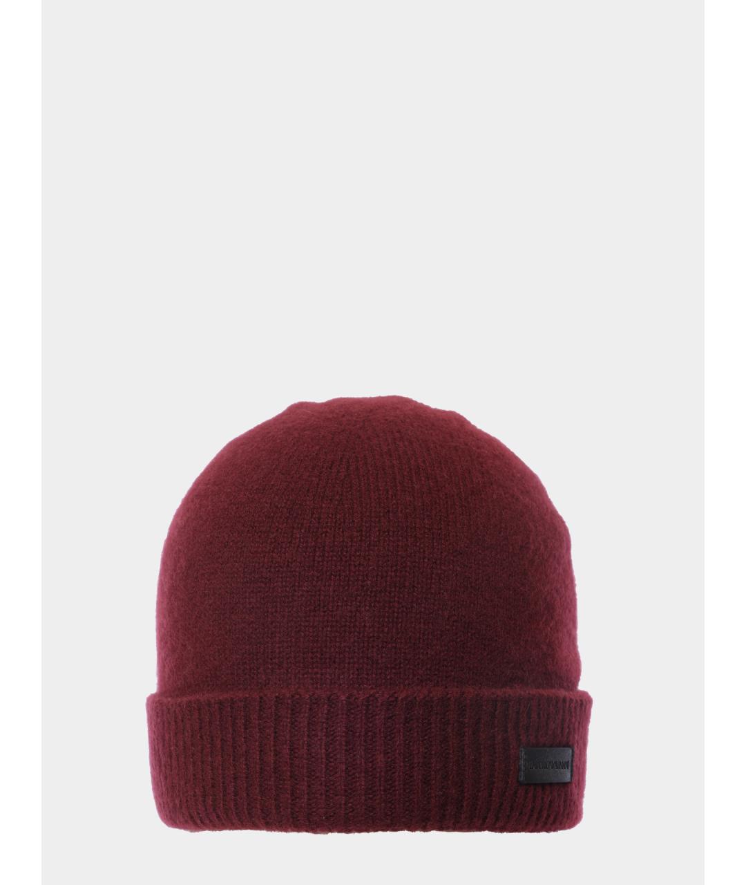 EMPORIO ARMANI Бордовая кашемировая шапка, фото 3