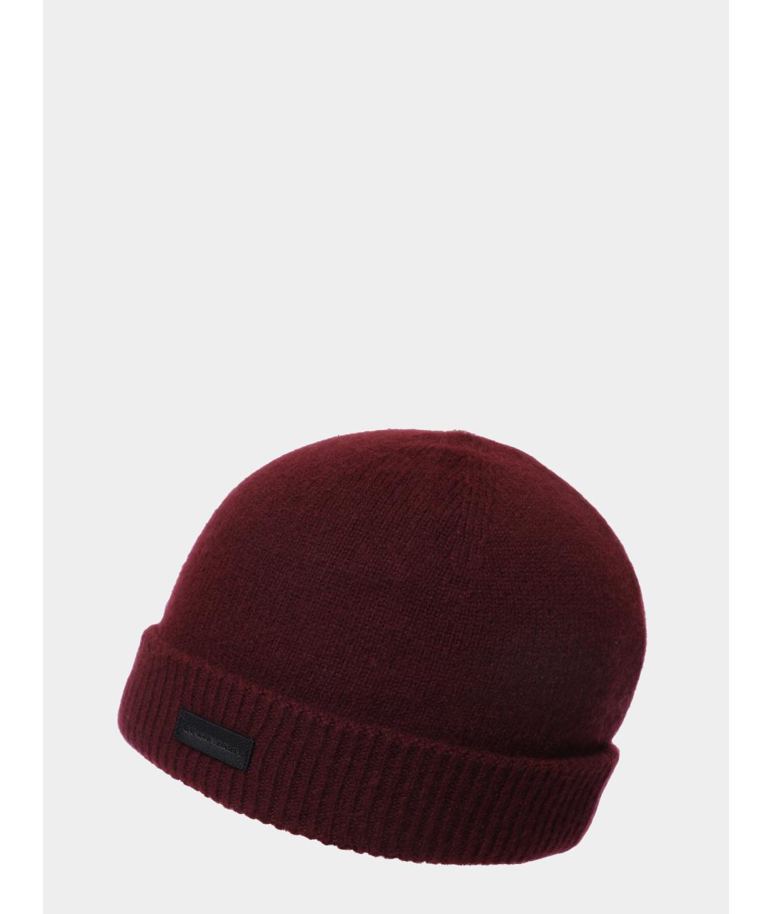 EMPORIO ARMANI Бордовая кашемировая шапка, фото 2