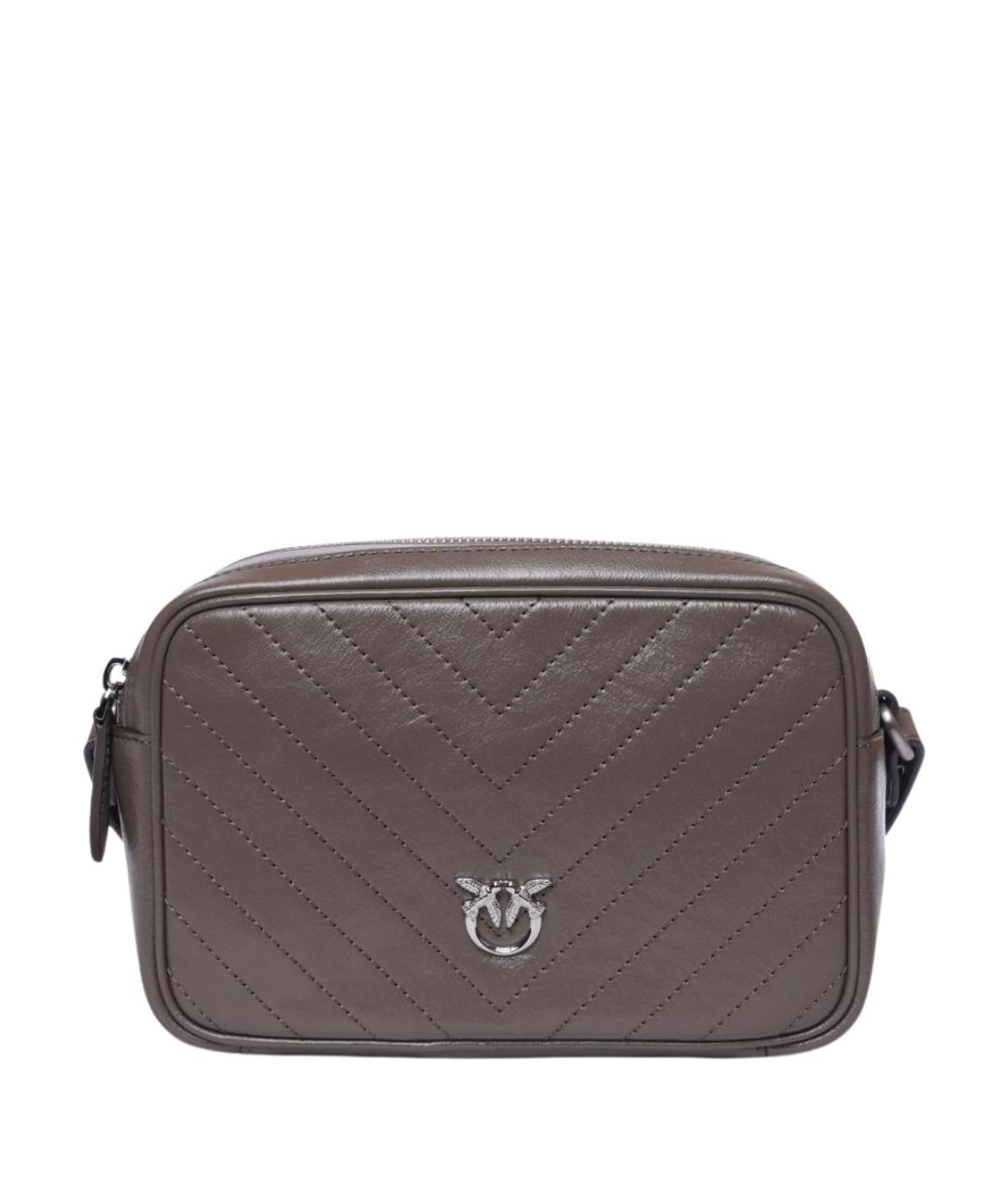 PINKO Серая кожаная сумка через плечо, фото 1