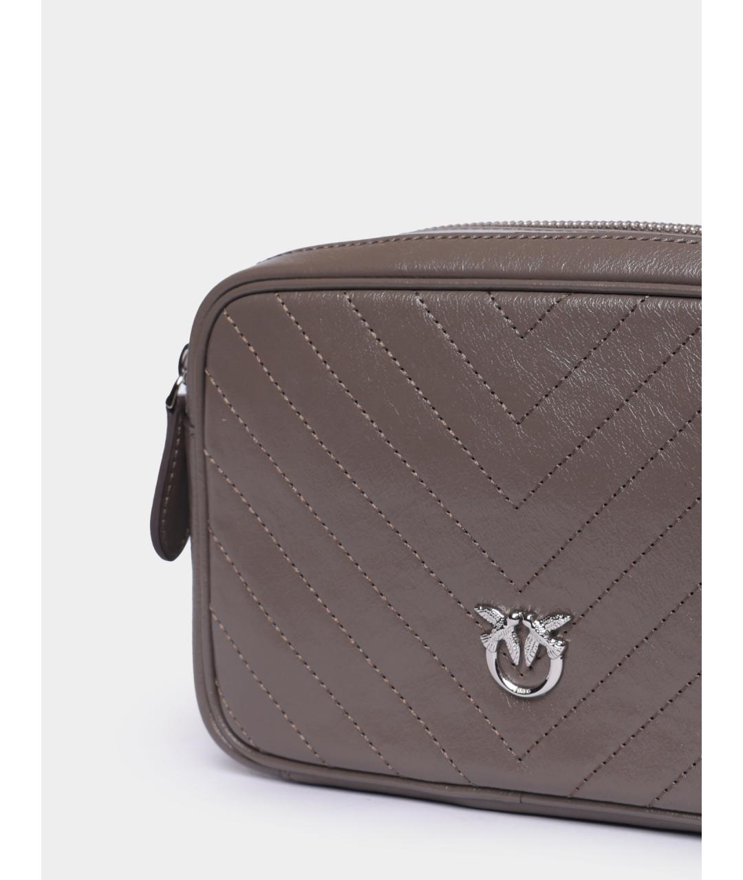 PINKO Серая кожаная сумка через плечо, фото 4