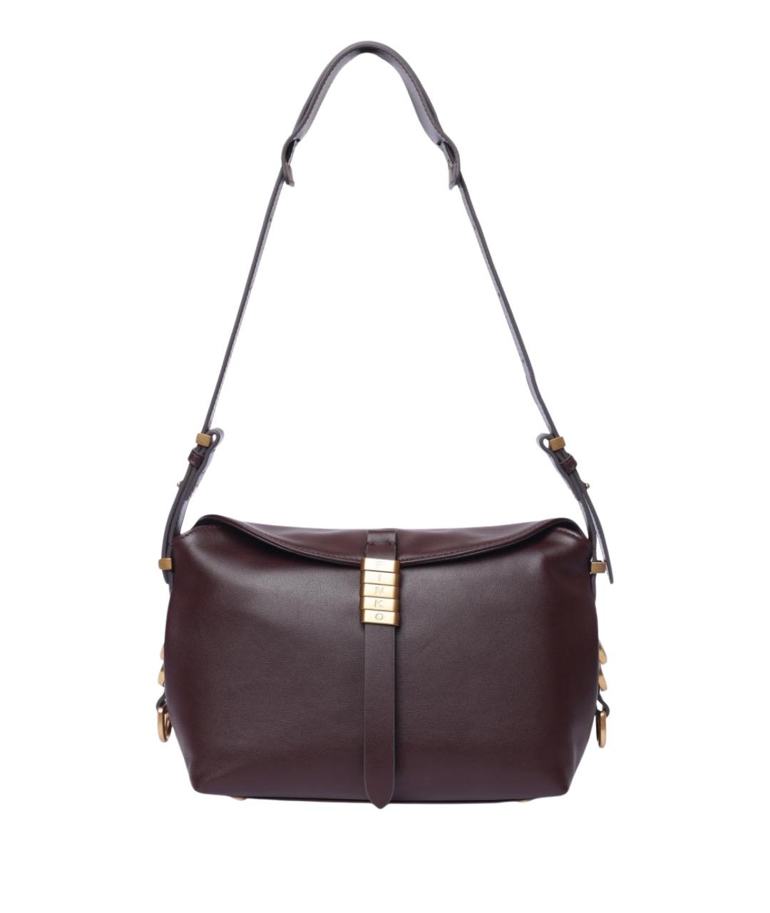 PINKO Коричневая кожаная сумка через плечо, фото 1