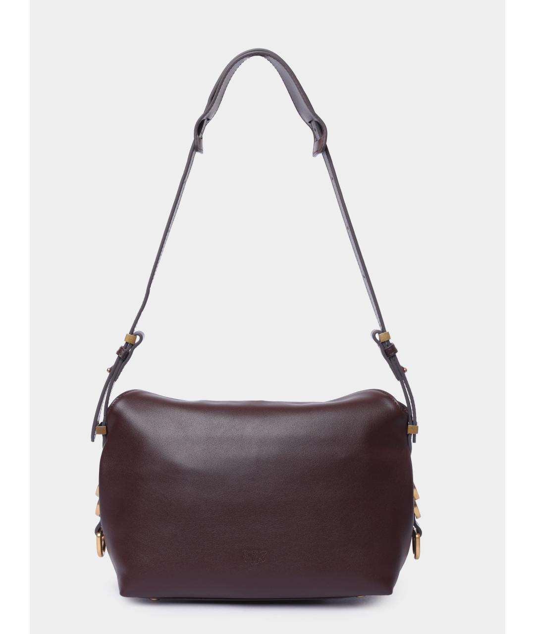 PINKO Коричневая кожаная сумка через плечо, фото 4