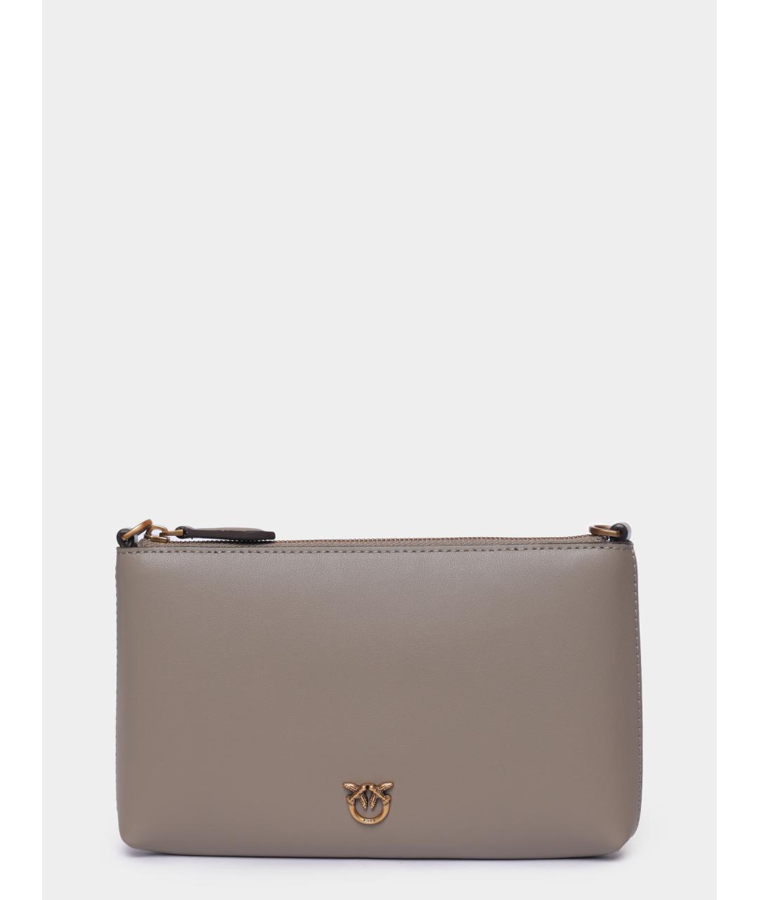 PINKO Серая кожаная сумка через плечо, фото 2