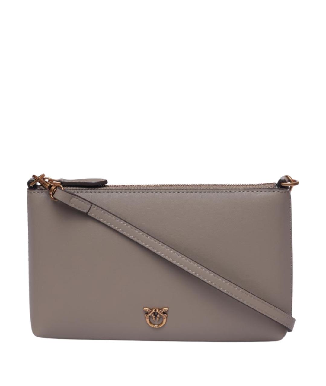PINKO Серая кожаная сумка через плечо, фото 1