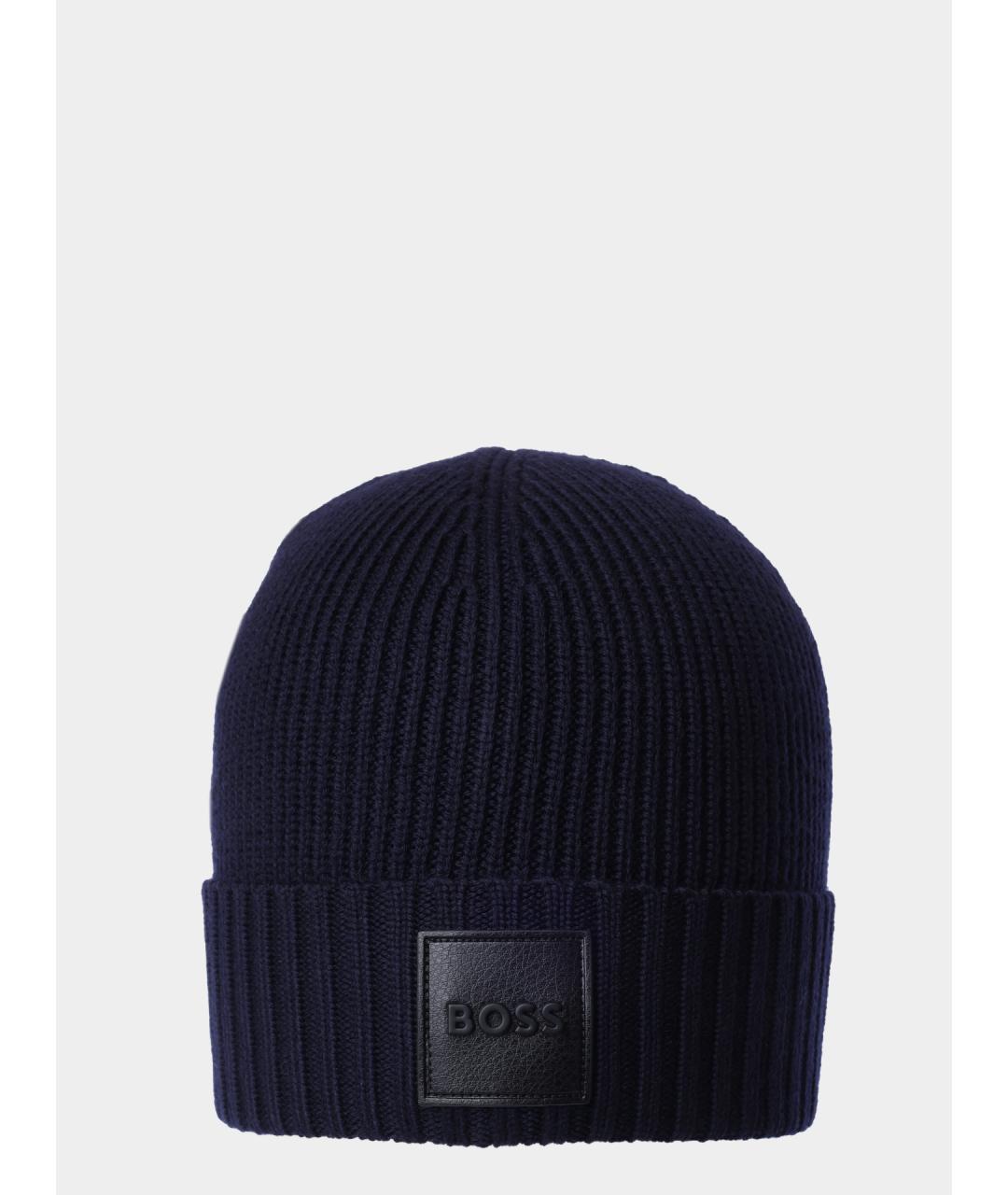 HUGO BOSS Темно-синяя шерстяная шапка, фото 3