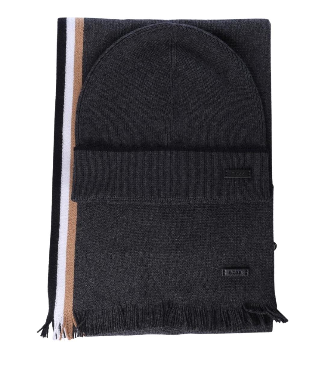 HUGO BOSS Серая синтетическая шапка, фото 1