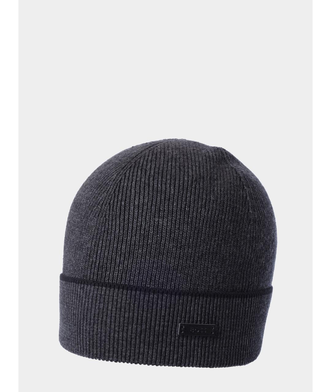 HUGO BOSS Серая синтетическая шапка, фото 4