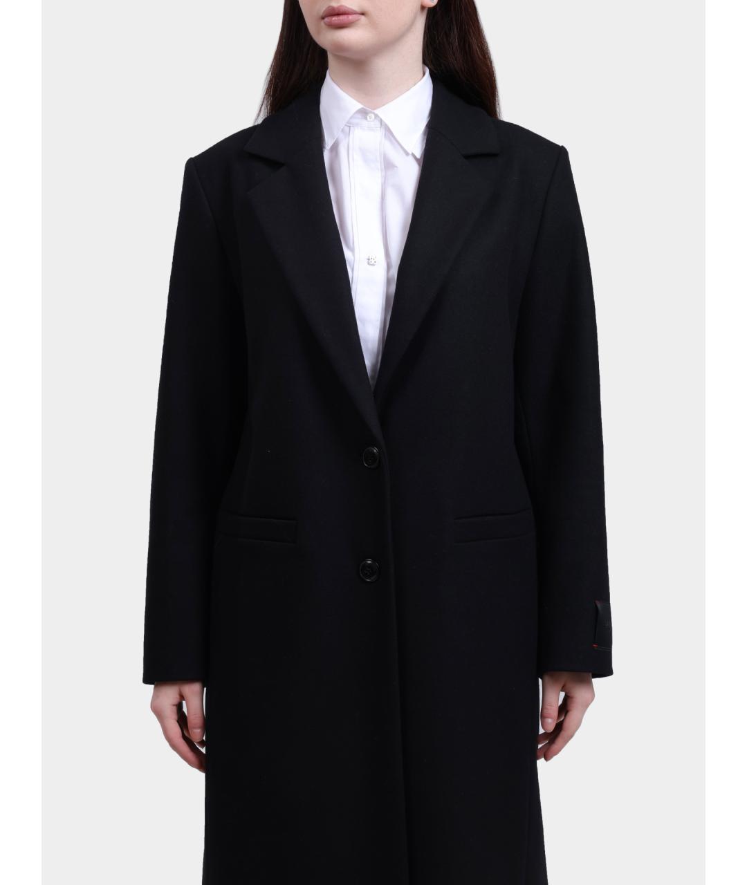 HUGO Черное шерстяное пальто, фото 2
