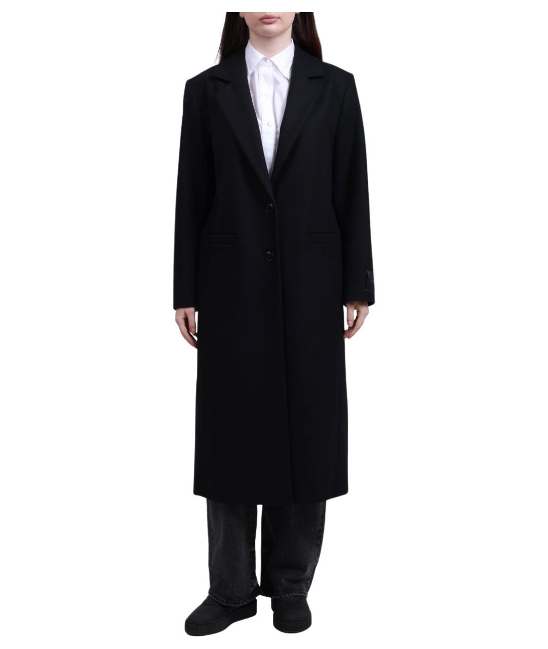HUGO Черное шерстяное пальто, фото 1