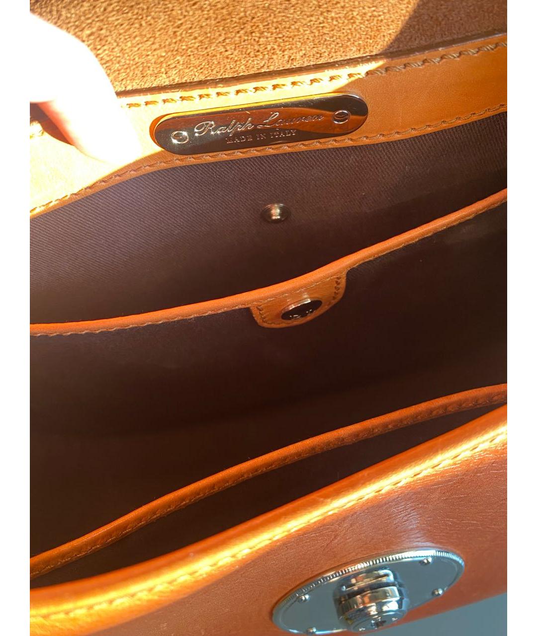 RALPH LAUREN Коричневая кожаная сумка через плечо, фото 4
