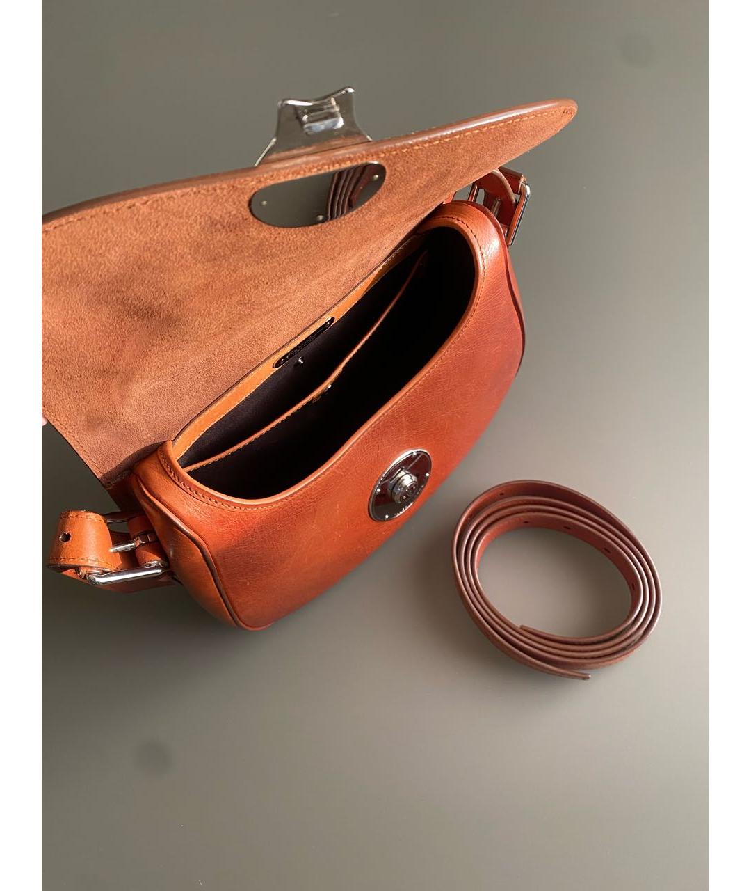 RALPH LAUREN Коричневая кожаная сумка через плечо, фото 5