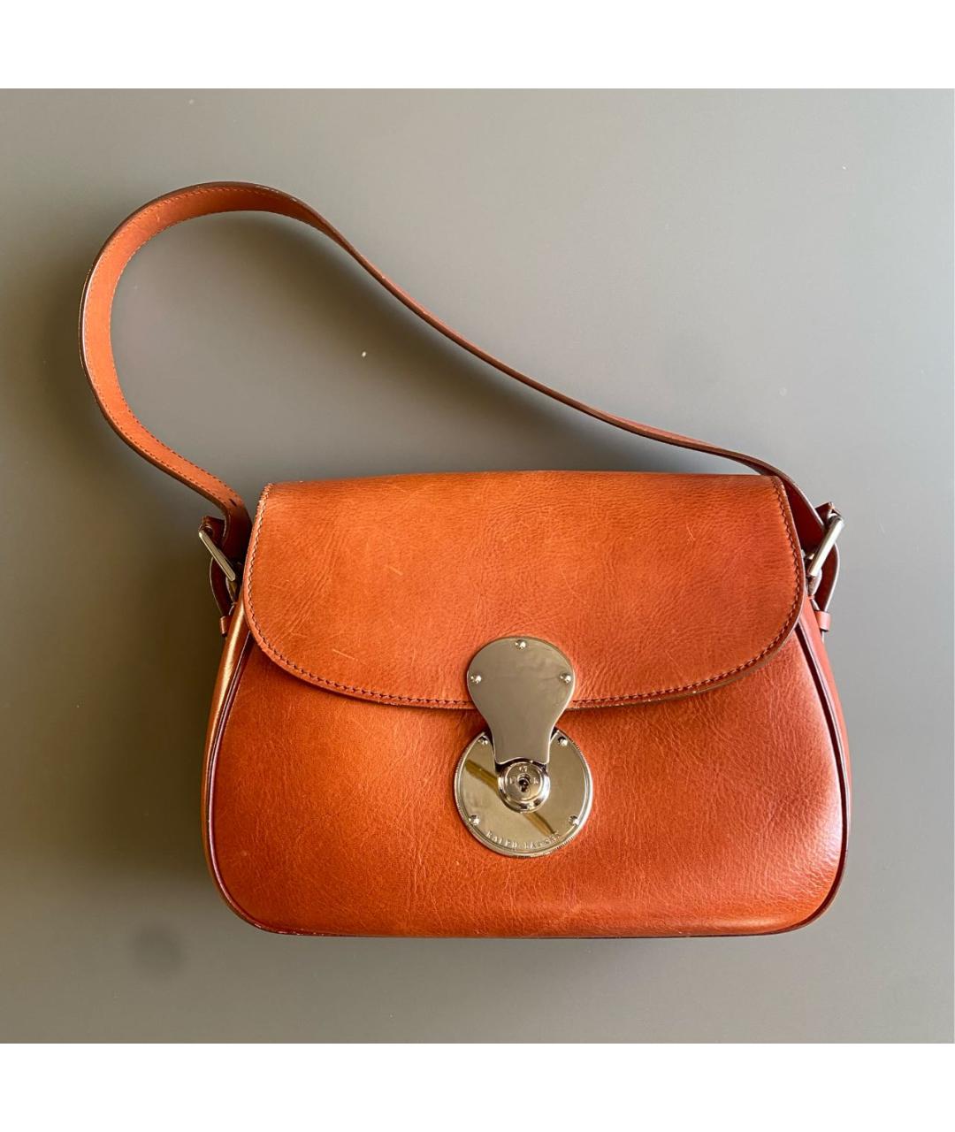 RALPH LAUREN Коричневая кожаная сумка через плечо, фото 9