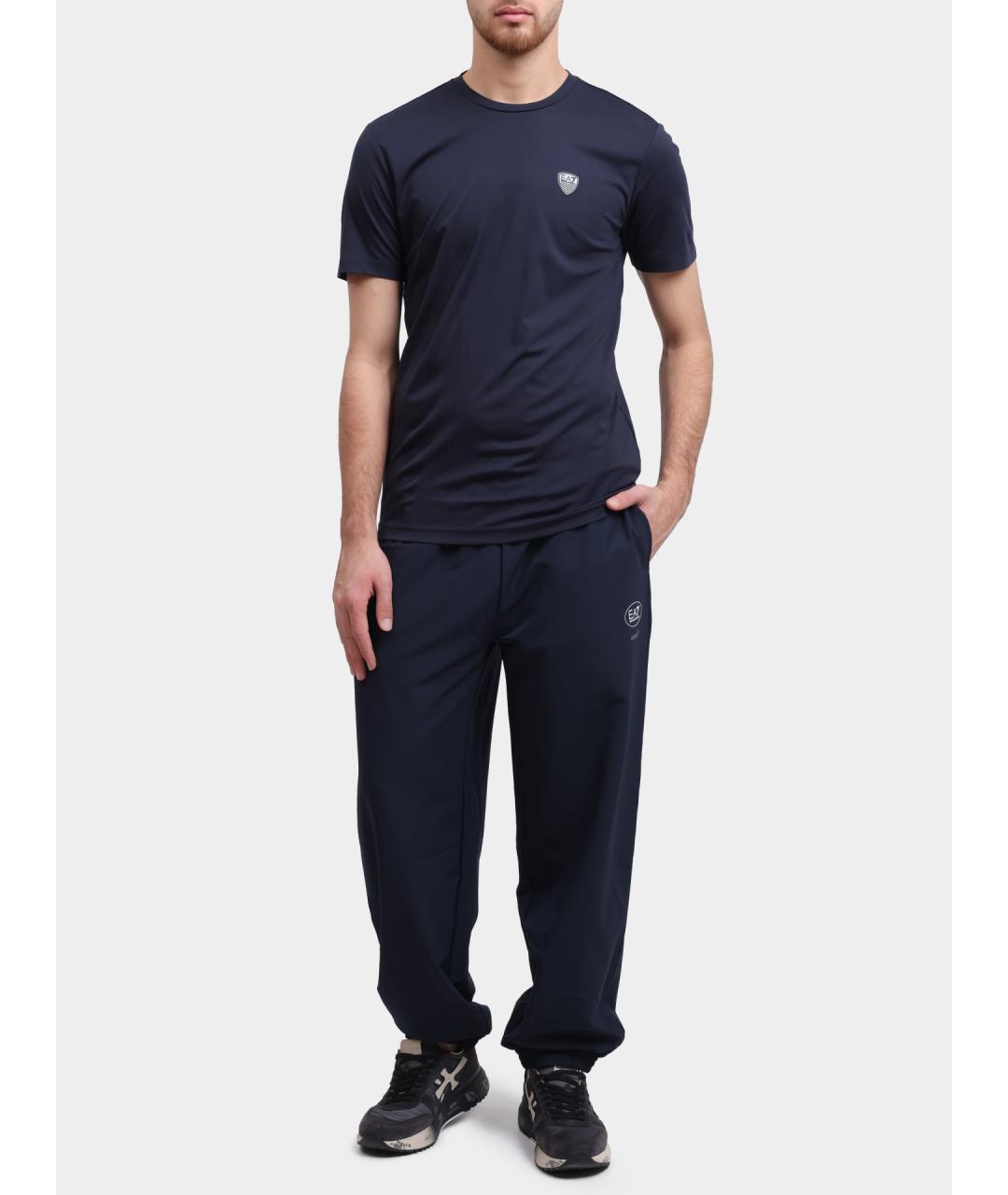 EA7 Синяя хлопковая футболка, фото 2