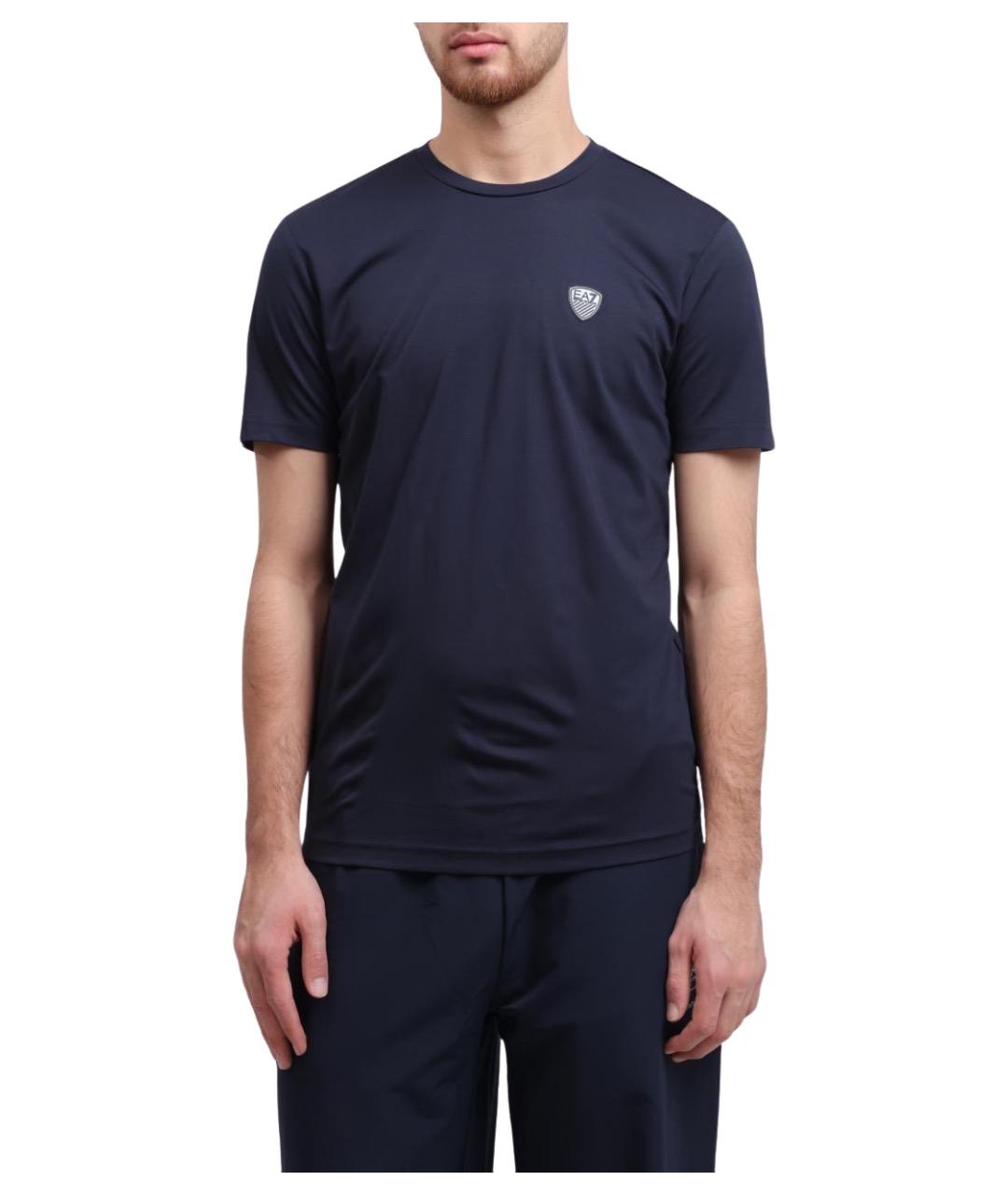 EA7 Синяя хлопковая футболка, фото 1