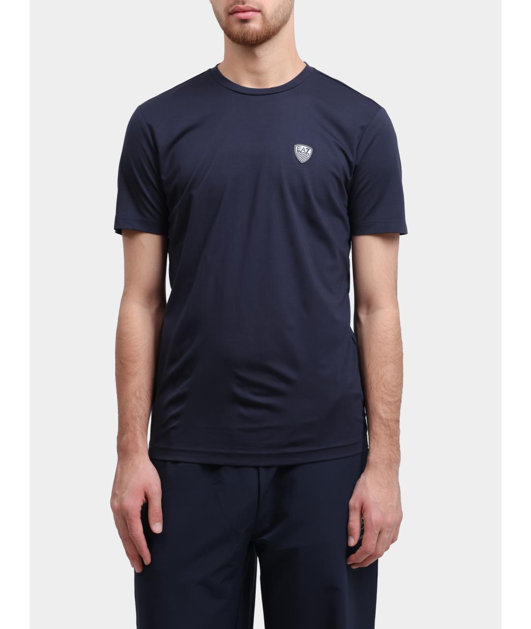 EA7 Синяя хлопковая футболка, фото 6