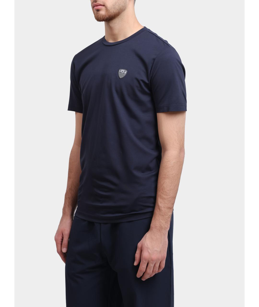 EA7 Синяя хлопковая футболка, фото 3