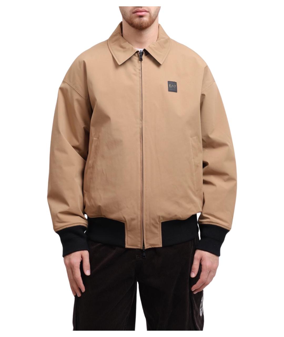 EA7 Бежевая полиамидовая куртка, фото 1
