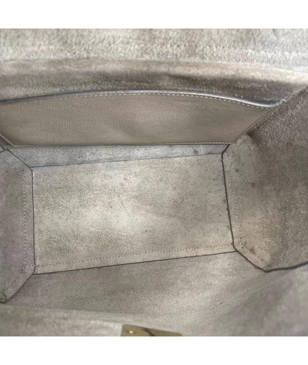 CELINE Бежевая кожаная сумка с короткими ручками, фото 7