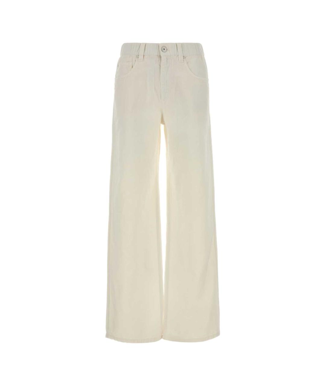 BRUNELLO CUCINELLI Белые хлопко-леновые прямые джинсы, фото 1