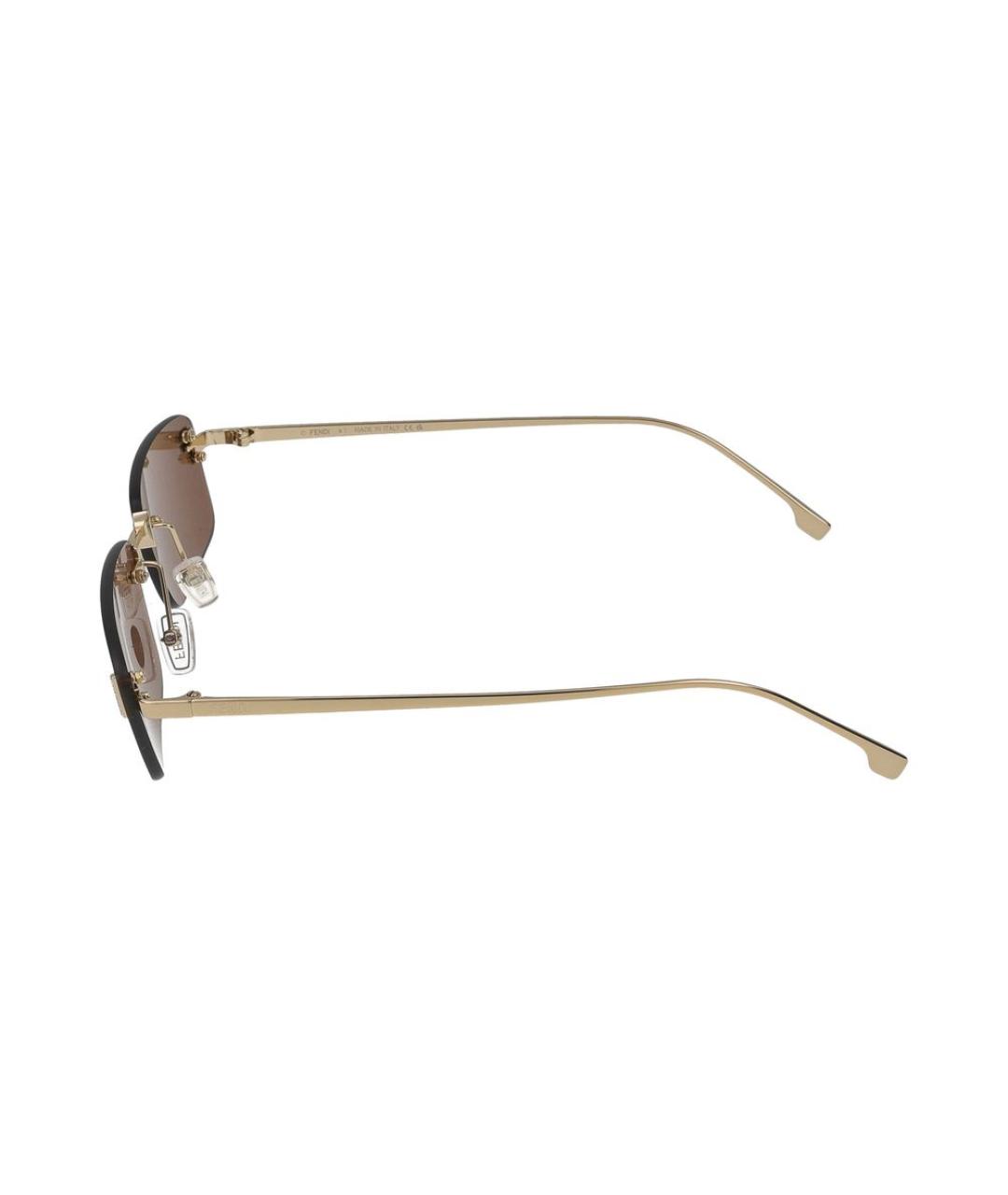 FENDI Золотые металлические солнцезащитные очки, фото 2