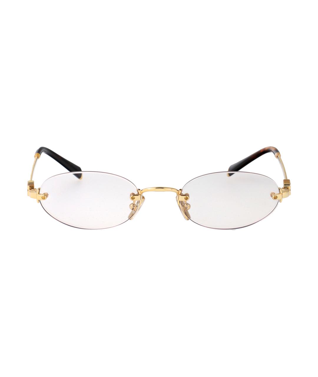 MIU MIU Золотые металлические солнцезащитные очки, фото 3