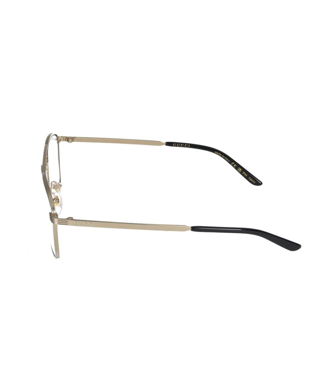 GUCCI Золотые металлические солнцезащитные очки, фото 3