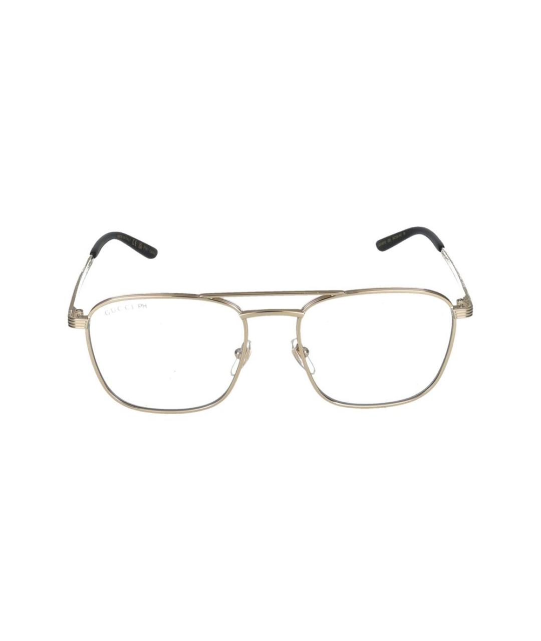 GUCCI Золотые металлические солнцезащитные очки, фото 1