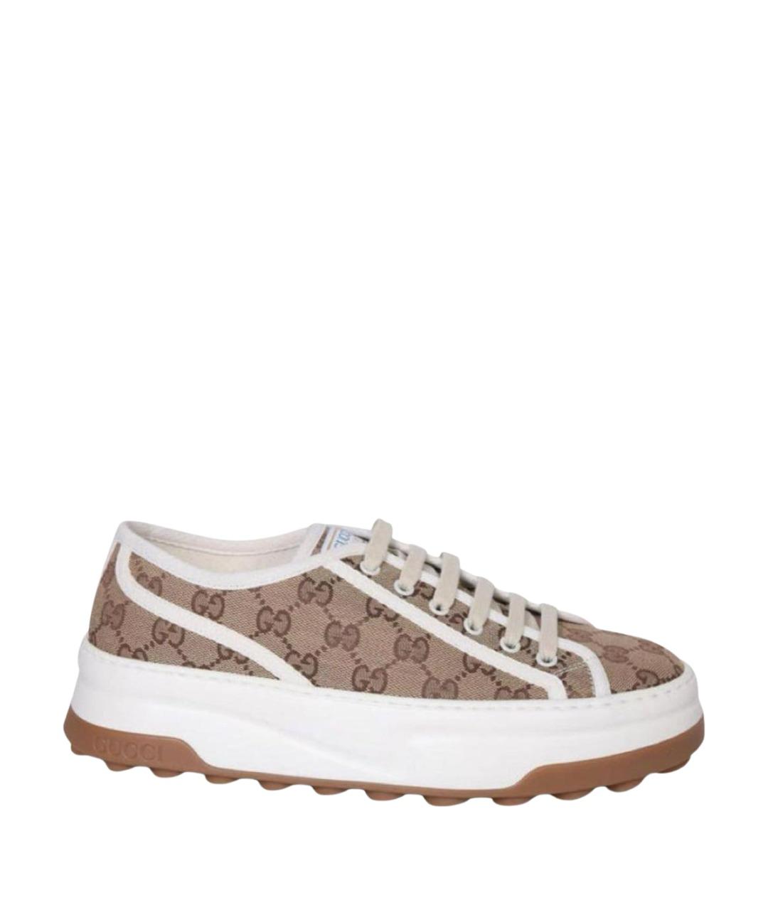 GUCCI Бежевые текстильные кроссовки, фото 1