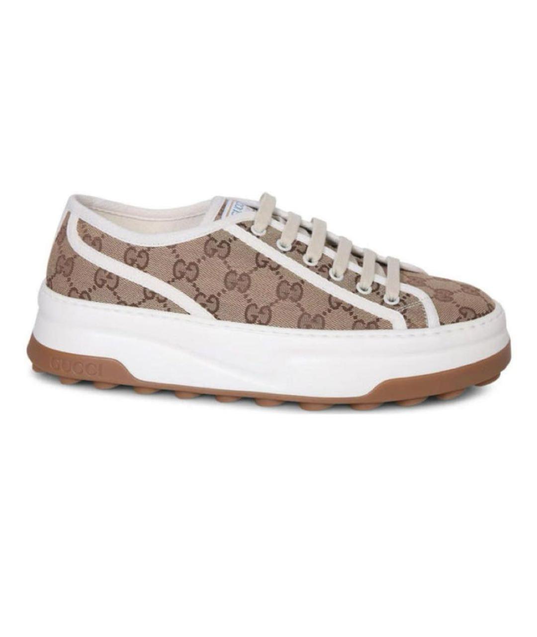 GUCCI Бежевые текстильные кроссовки, фото 5