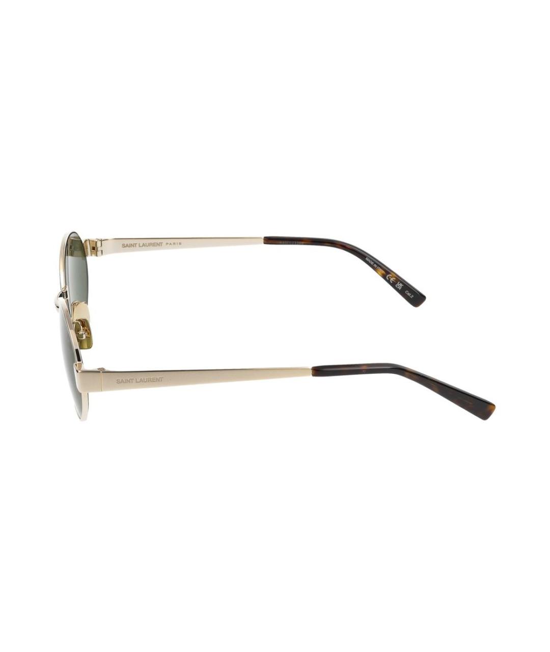 SAINT LAURENT Золотые металлические солнцезащитные очки, фото 3
