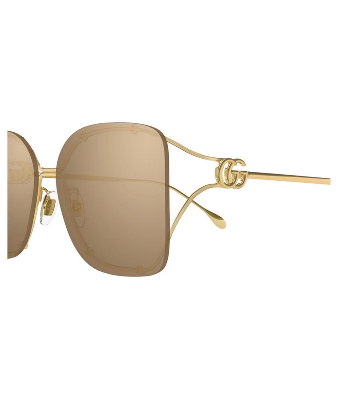 GUCCI Золотые металлические солнцезащитные очки, фото 3