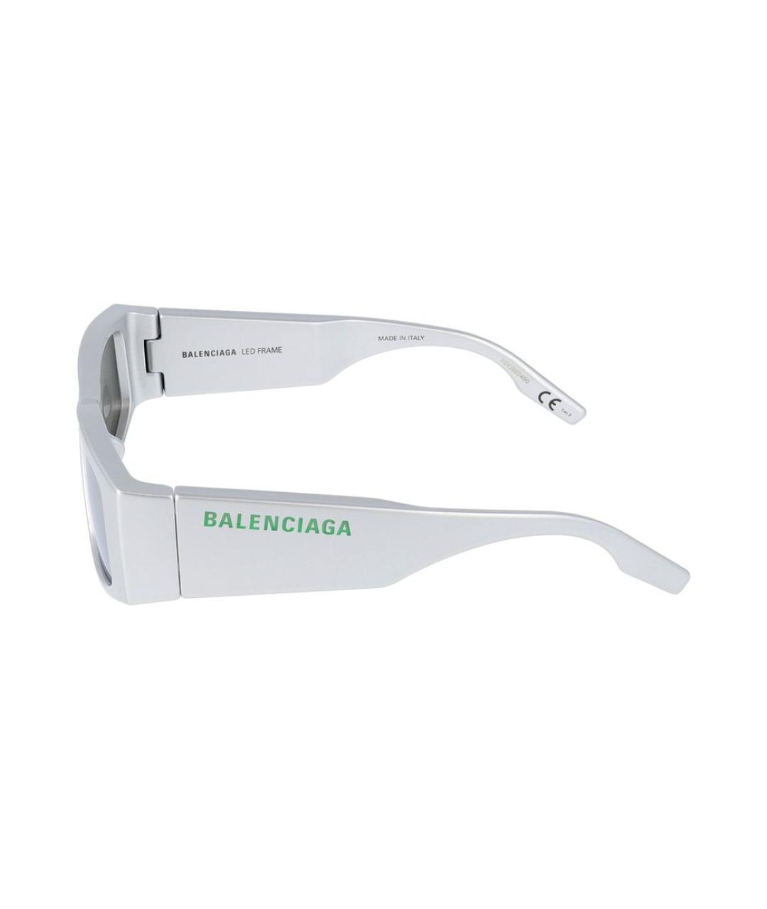 BALENCIAGA Серебряные пластиковые солнцезащитные очки, фото 5