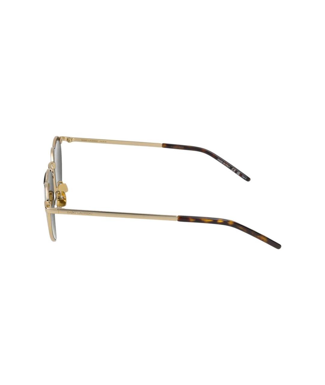 SAINT LAURENT Золотые металлические солнцезащитные очки, фото 3