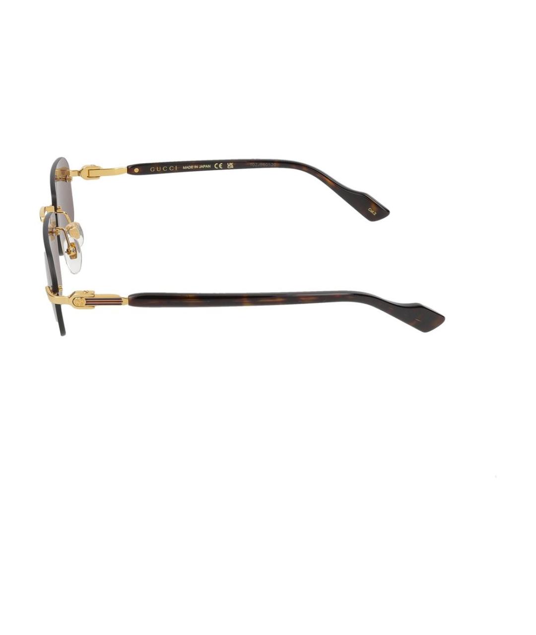 GUCCI Золотые металлические солнцезащитные очки, фото 5