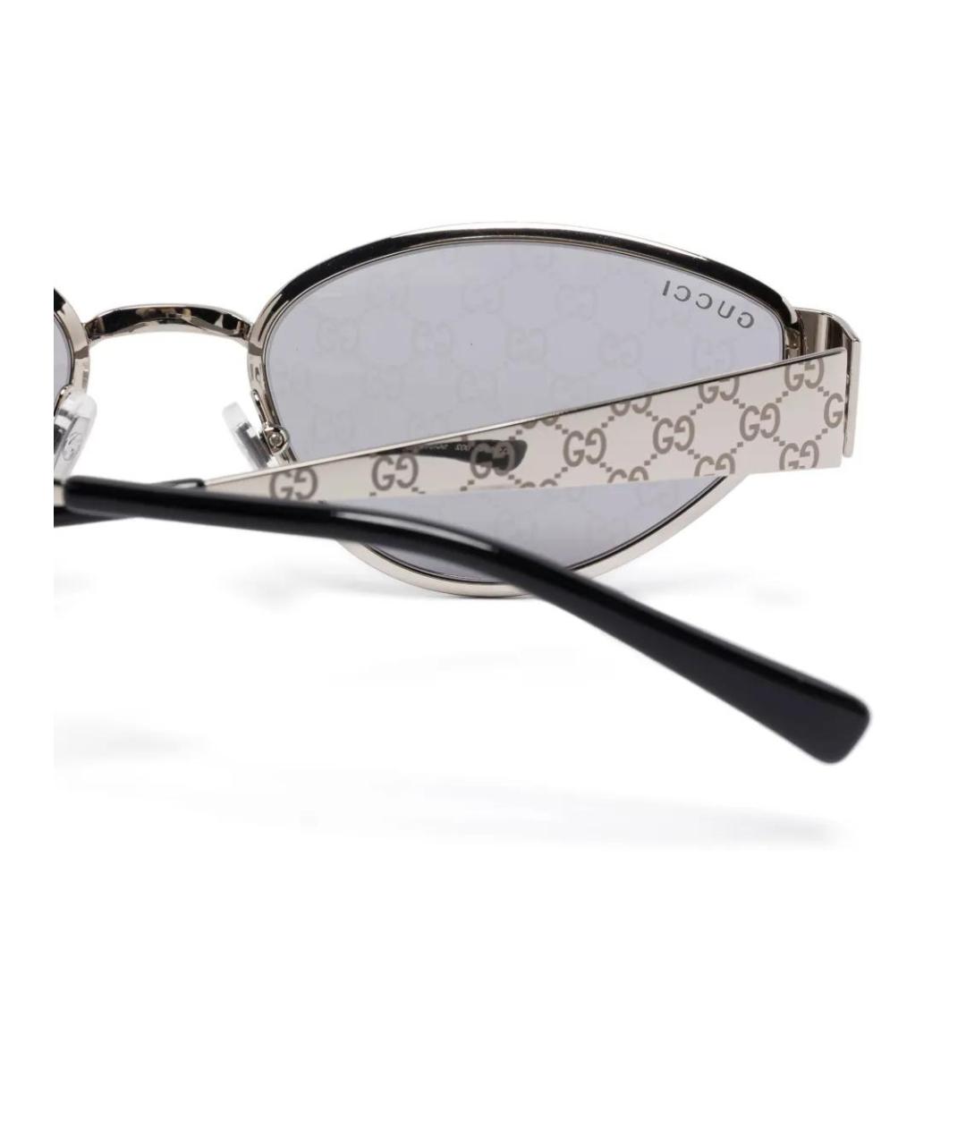 GUCCI Серебряные металлические солнцезащитные очки, фото 3