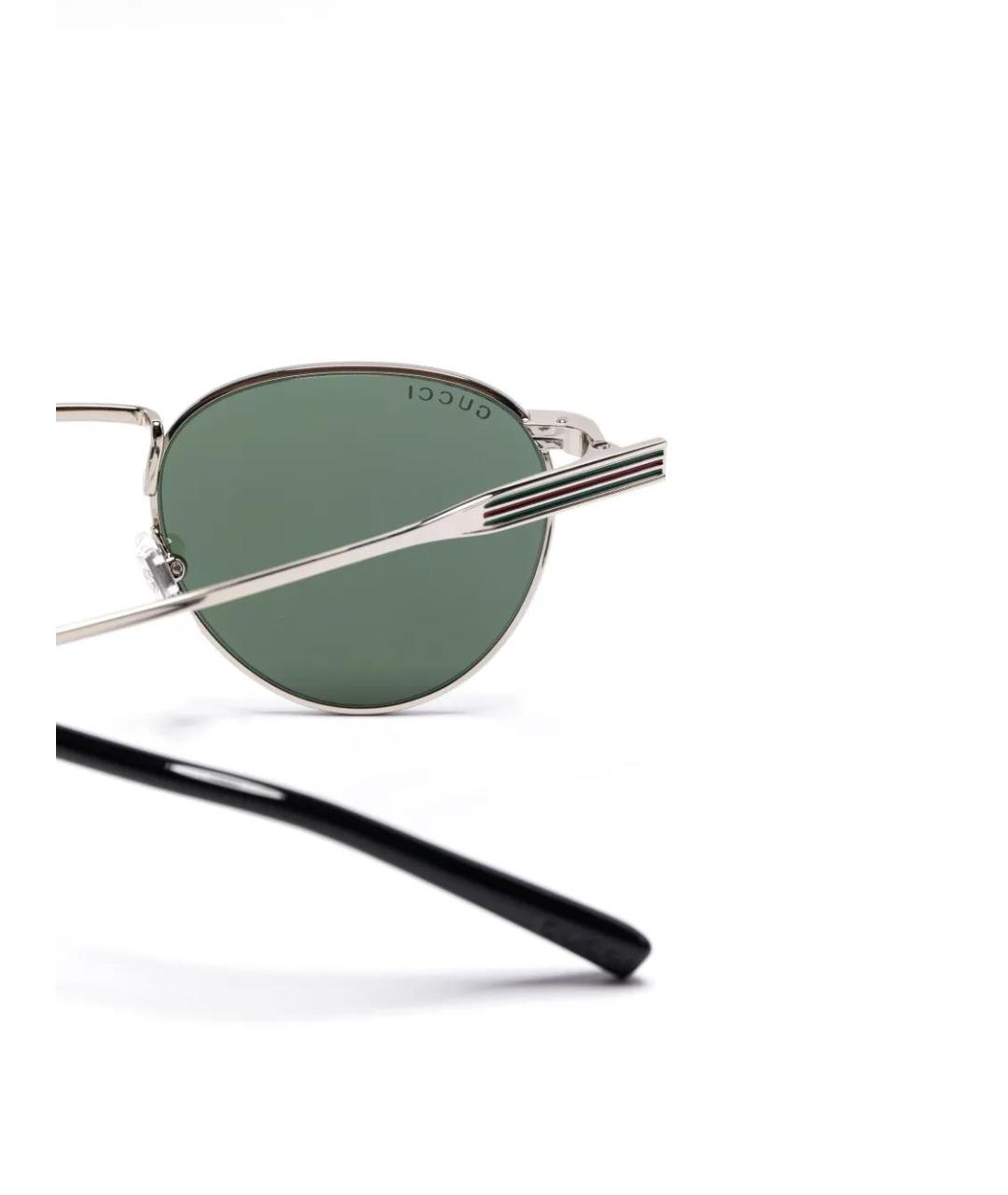 GUCCI Серебряные металлические солнцезащитные очки, фото 3