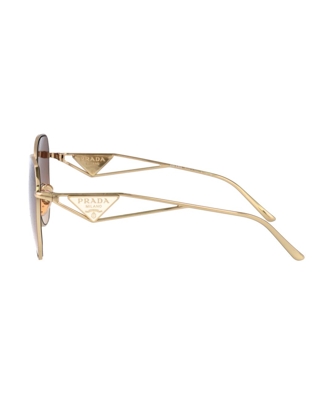 PRADA Золотые солнцезащитные очки, фото 3