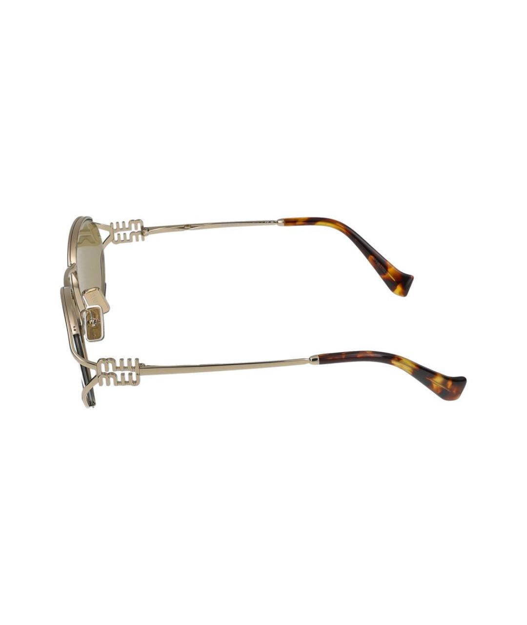 MIU MIU Золотые металлические солнцезащитные очки, фото 5