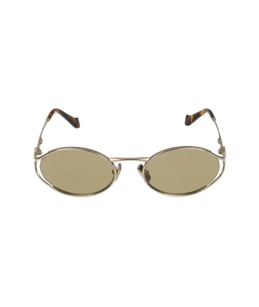 MIU MIU Золотые металлические солнцезащитные очки, фото 3