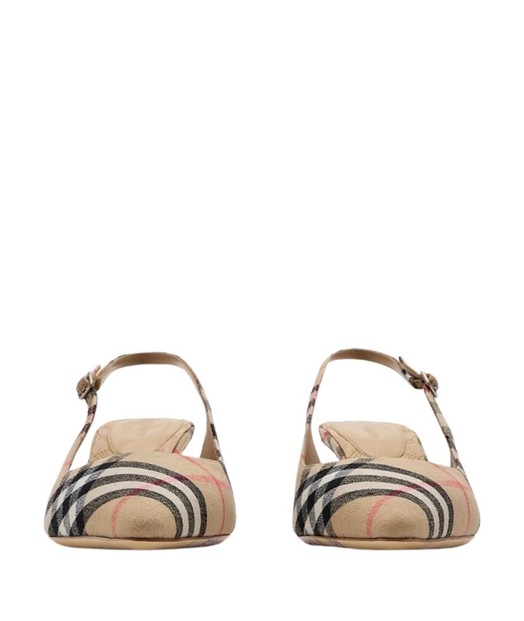 BURBERRY Бежевые текстильные туфли, фото 3